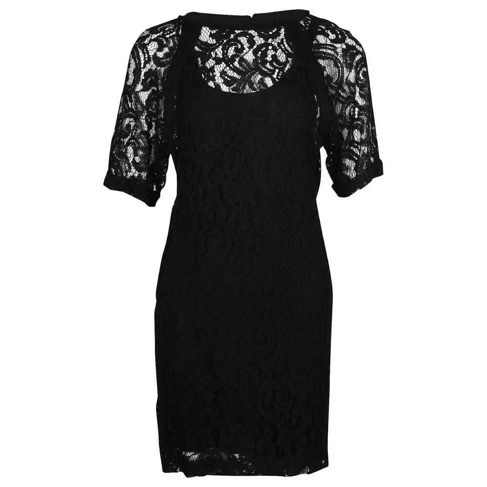 MAJE Dainette Stretch Lace Mini Dress in Black No Size Tag / Fits Small S